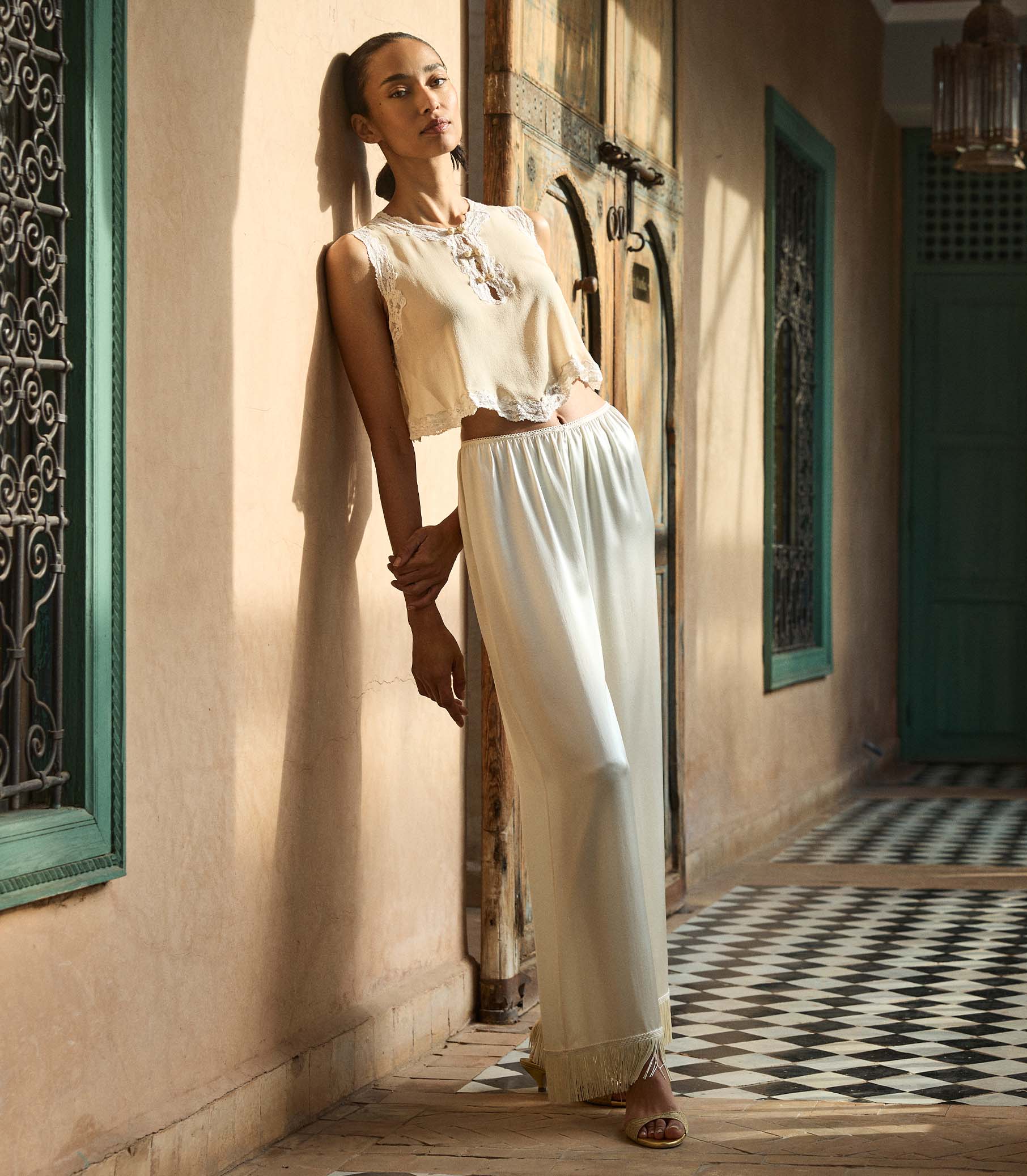 LAVON FRINGE PANT -- CANDLELIGHT
