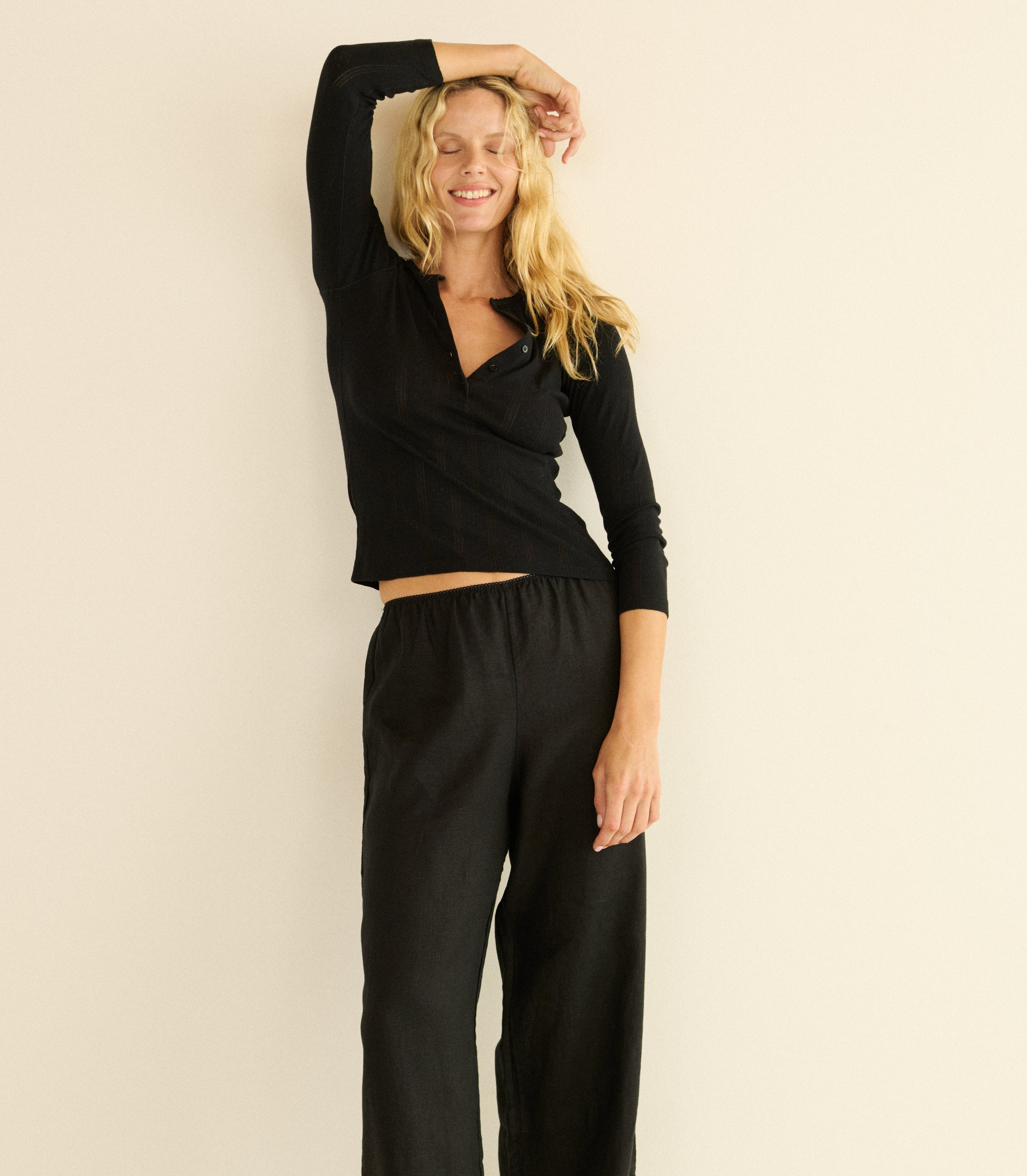 LAVON LINEN PANT -- BLACK