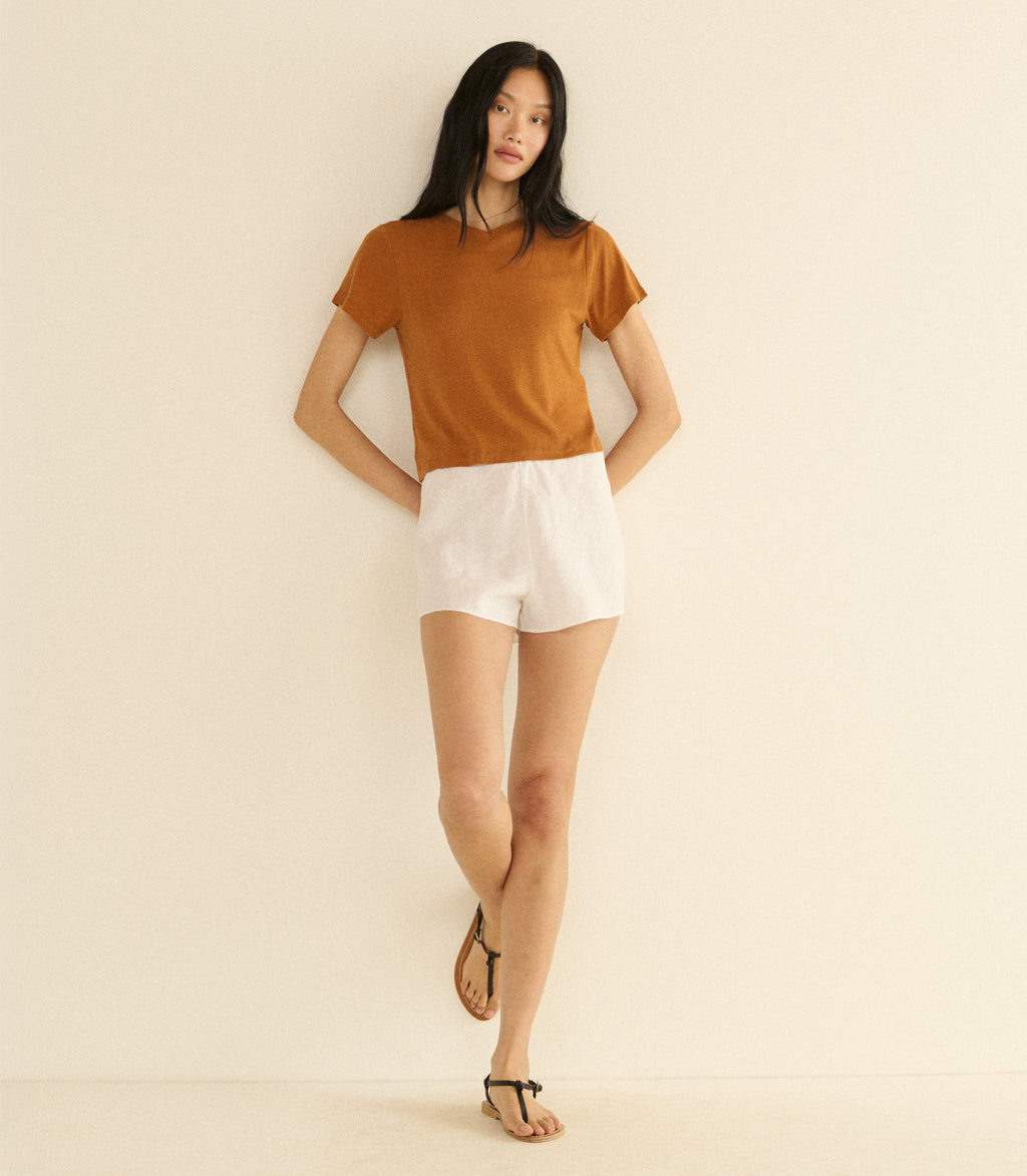 LOREN LINEN SHORT -- SALT