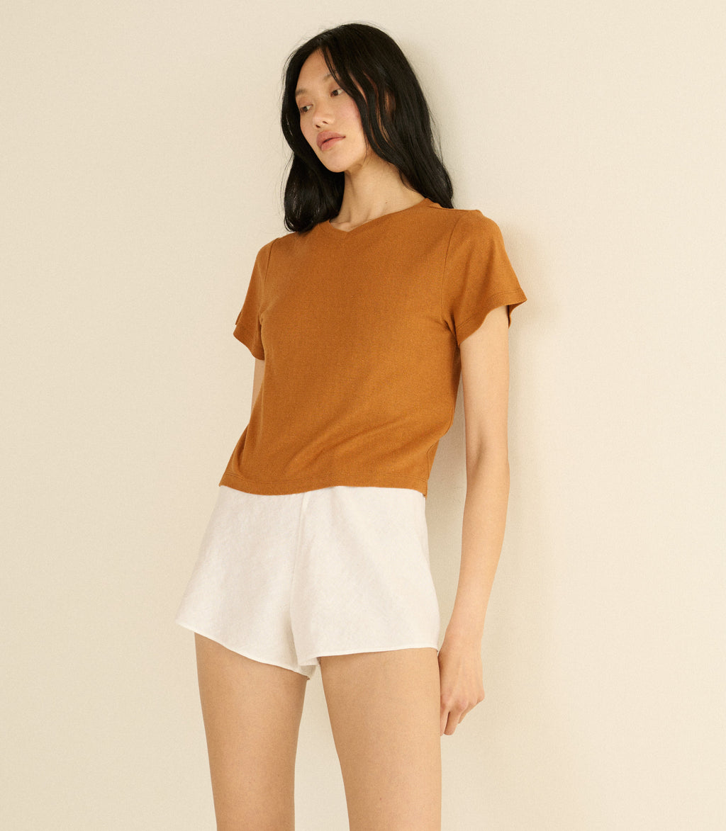LOREN LINEN SHORT -- SALT