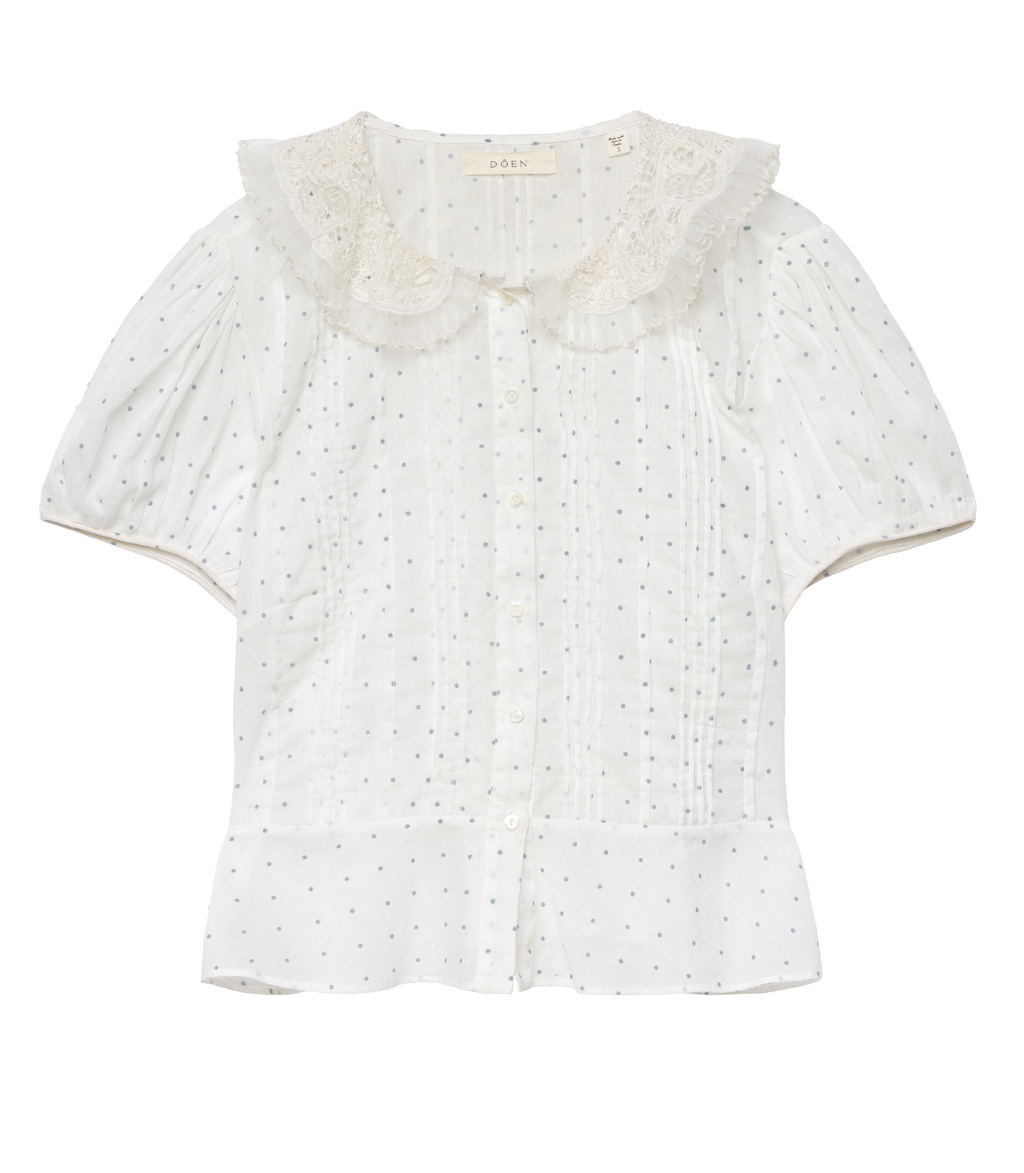 OLETA TOP -- SALT FLOCK DOT