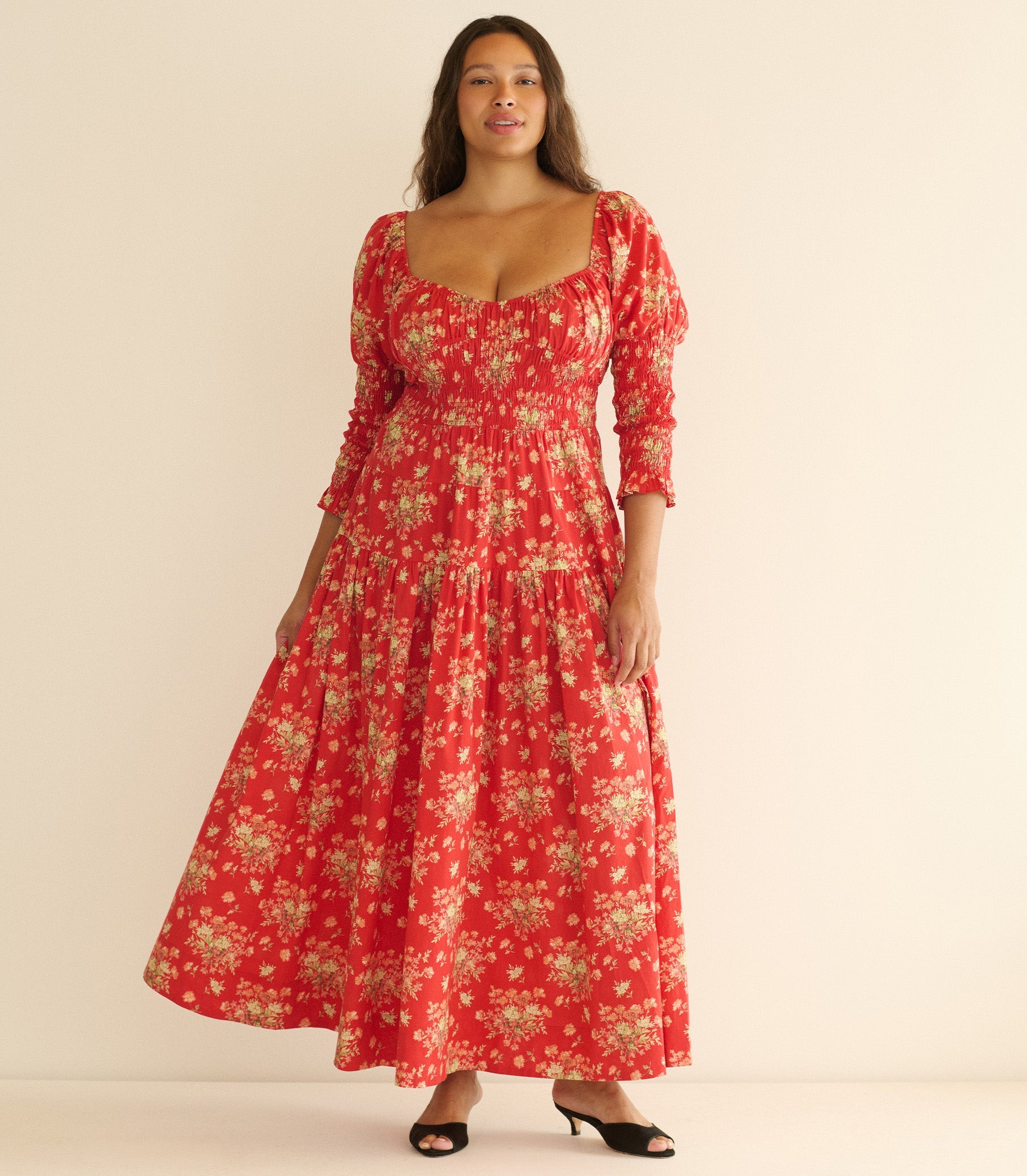 SERAPHINA DRESS -- ROSSO LANTANA FLORAL