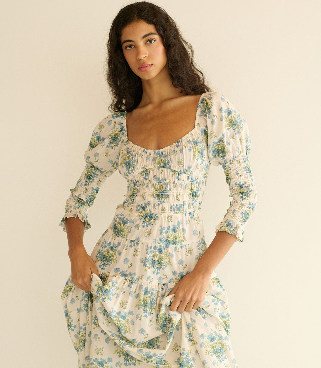 SERAPHINA DRESS -- CRÈME LANTANA FLORAL